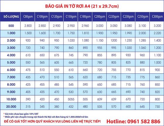 báo giá in tờ rơi a4 báo giá in tờ rơi a4