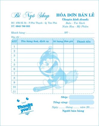 Mẫu hóa đơn bán lẻ