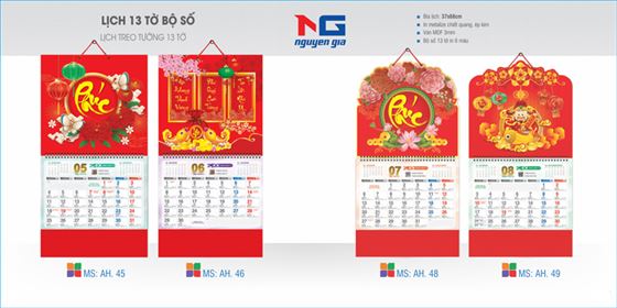 in lịch lò xo 13 tờ