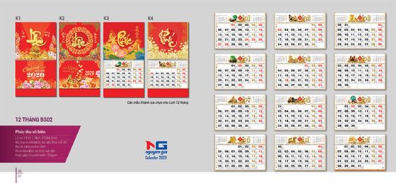 in lịch 13 tờ in lịch tết 13 tờ đẹp 2020