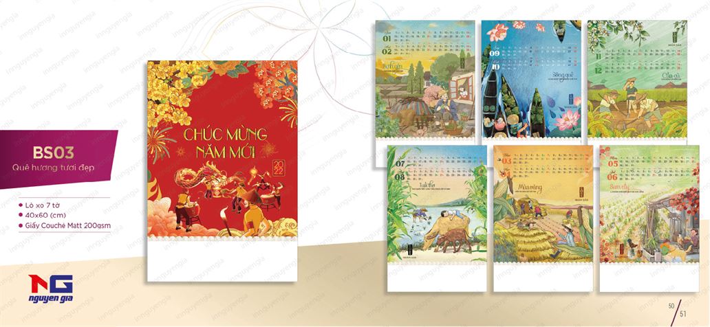 In lịch tết theo phôi có sẵn
