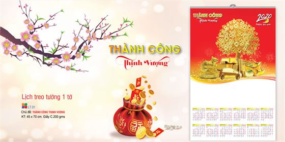 lịch treo tường 1 tờ
