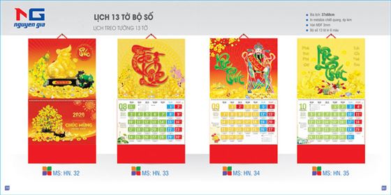 lịch lò xo 13 tờ