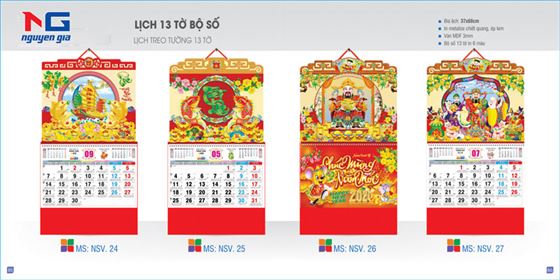lịch lò xo giữa 13 tờ đẹp