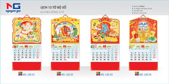 lịch lò xo 13 tờ