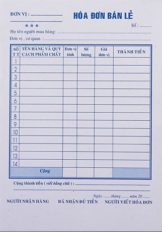 Mẫu hóa đơn bán lẻ đẹp Mẫu hóa đơn bán lẻ đẹp