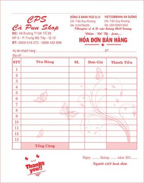 Mẫu hóa đơn bán lẻ dành cho shop