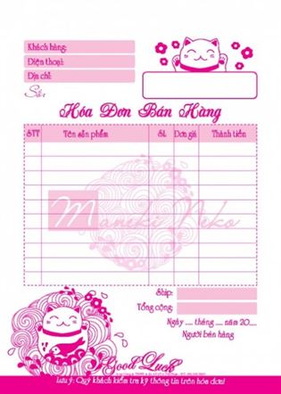 Mẫu hóa đơn bán lẻ dành cho shop
