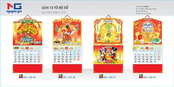 mẫu lịch lò xo giữa 13 tờ