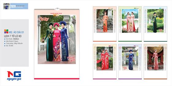 mẫu lịch tết áo dài