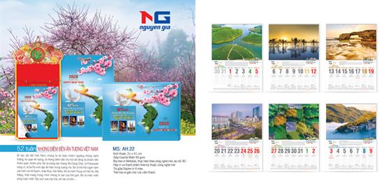 mẫu lịch tết du lịch ấn tượng