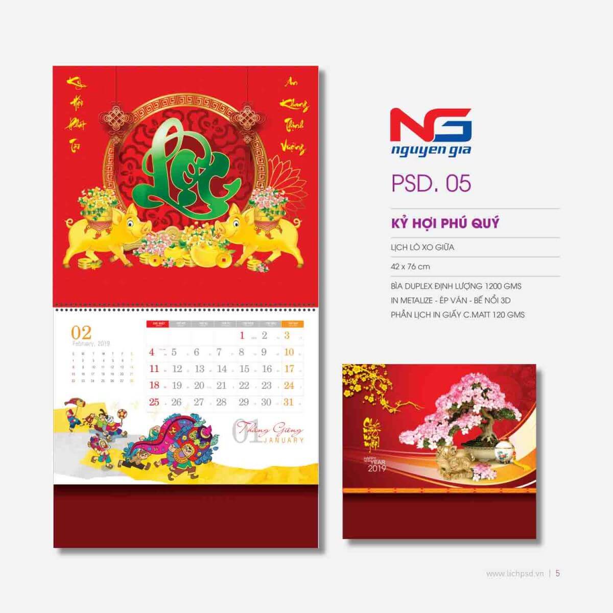báo giá in lịch lò xo giữa 2019