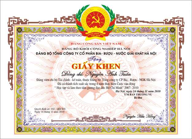 in giấy khen giá rẻ tại Hà Nội
