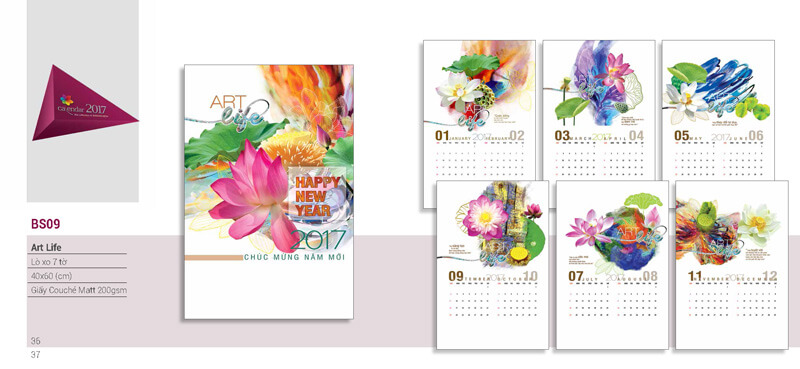 in lịch tết 7 tờ lò xò giá rẻ