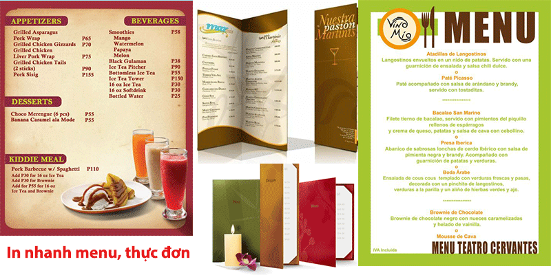 in nhanh menu nhà hàng, quán cafe, khách sạn