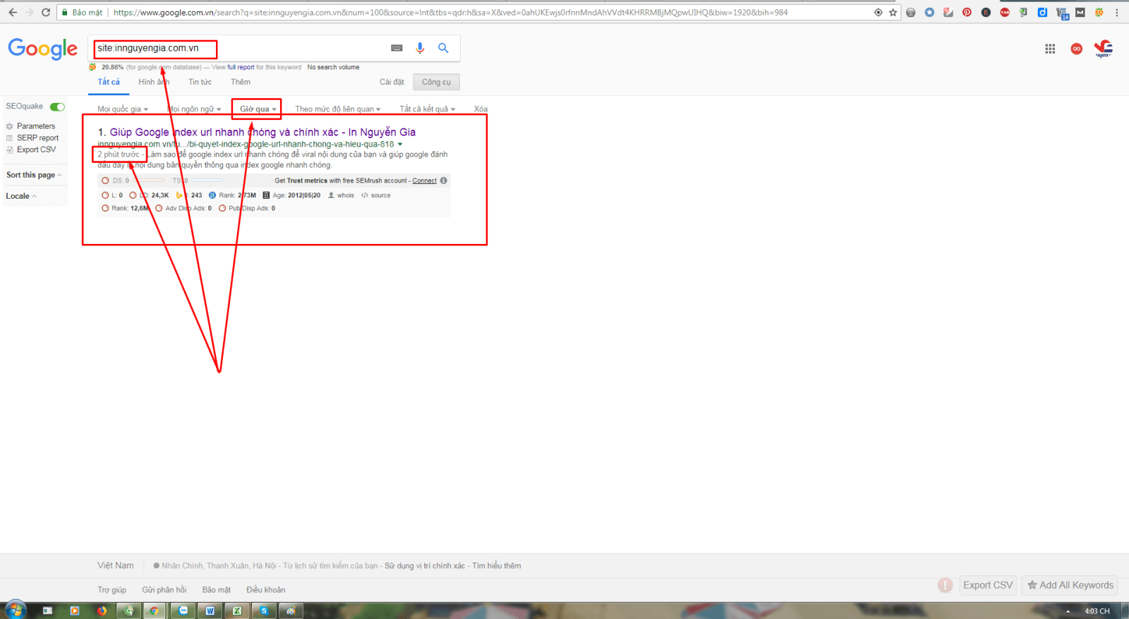 index google nhanh sau 2 phút