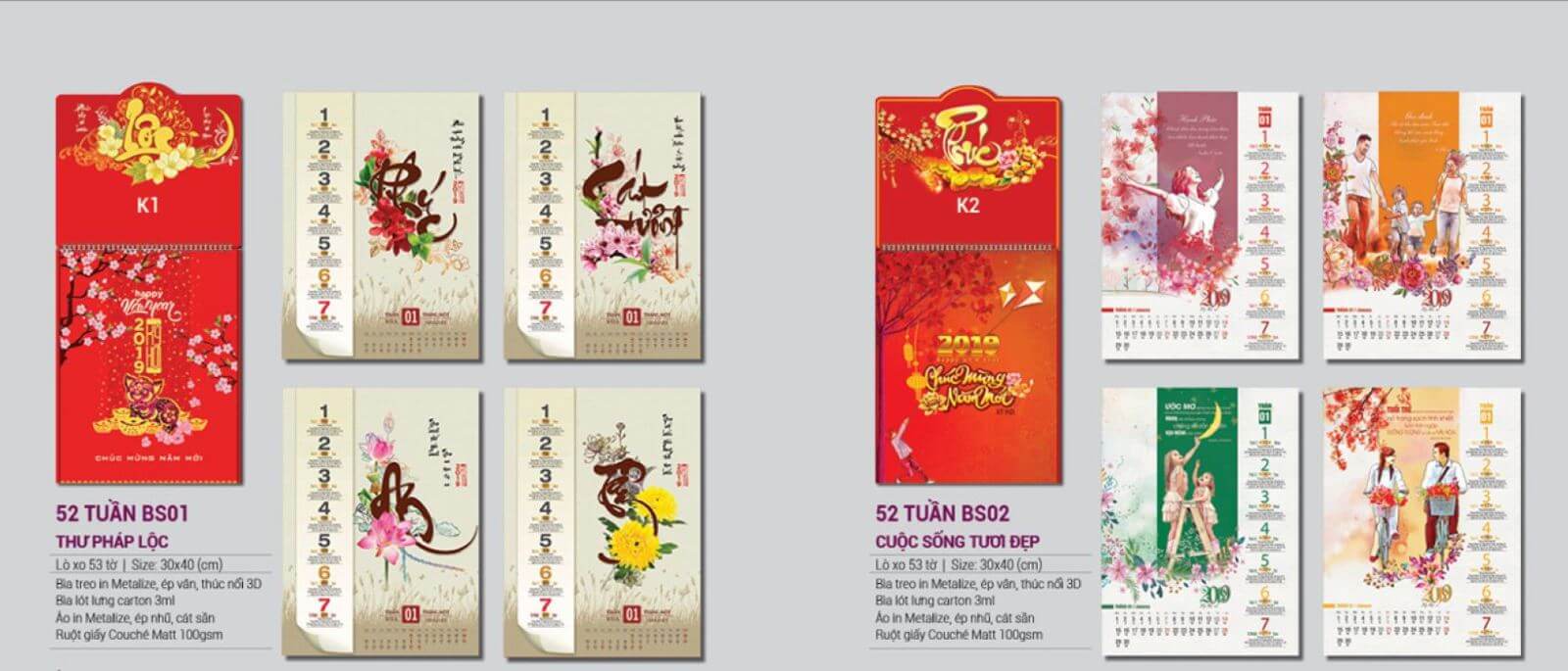 lịch treo tường 52 tuần đẹp 2019
