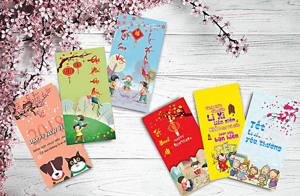 mẫu in bao lì xì tết đặc sắc, vui nhộn