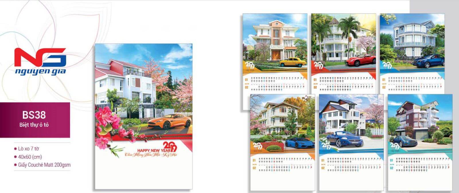 mẫu lịch lò xo 7 tờ đẹp