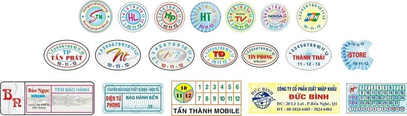 các mẫu in tem bảo hành