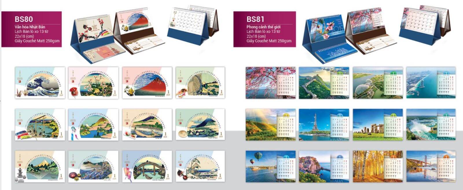 mẫu lịch tết để bàn đẹp văn hóa Nhật Bản