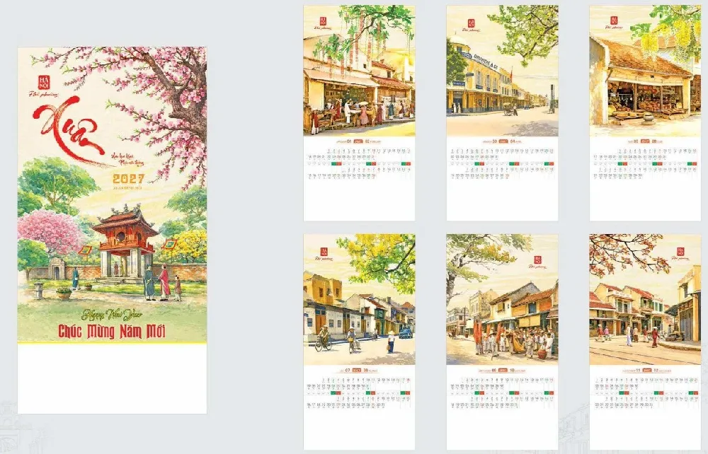 Lịch 7 tờ chủ đề Hà Nội phố phường
