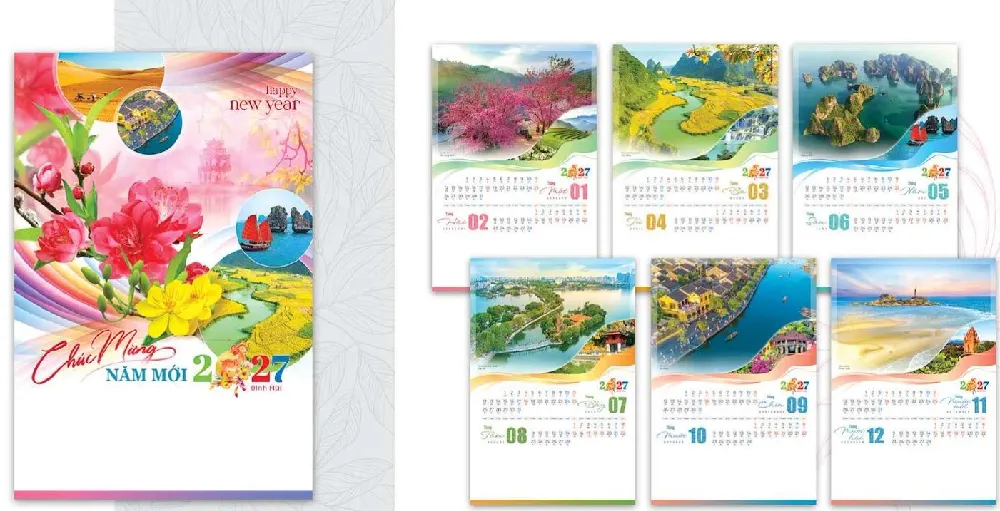 mẫu lịch tết 7 tờ vẻ đẹp bất tận