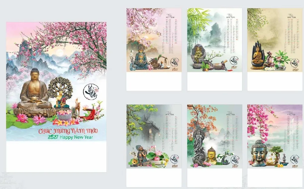 mẫu lịch 7 tờ 2027 chủ đề Vô Thường