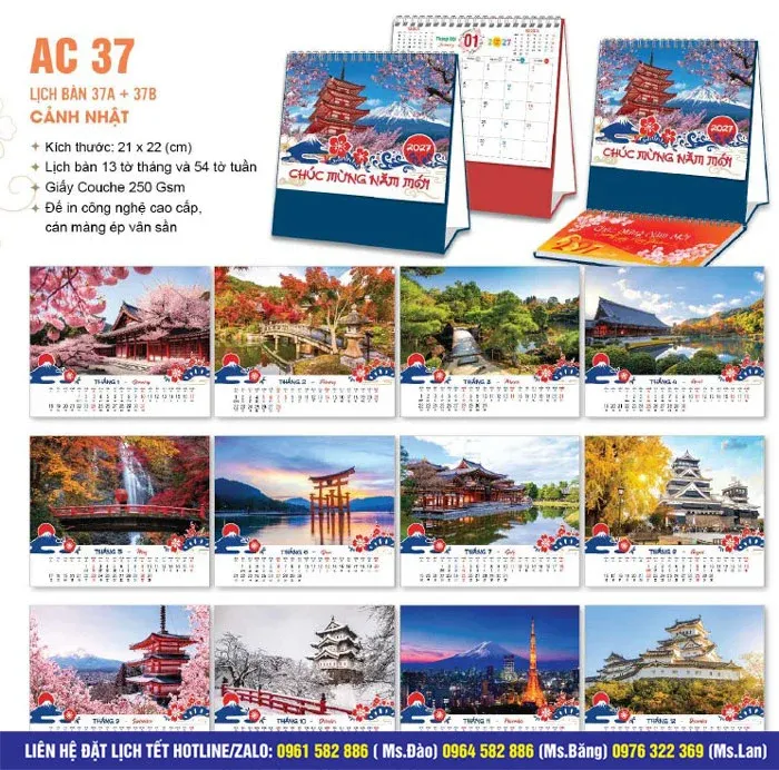 mẫu lịch để bàn M đẹp giá rẻ
