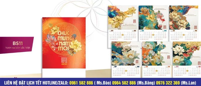 mẫu lịch hoa sen