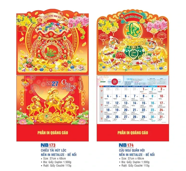 Lịch lò xo giữa đẹp giá rẻ