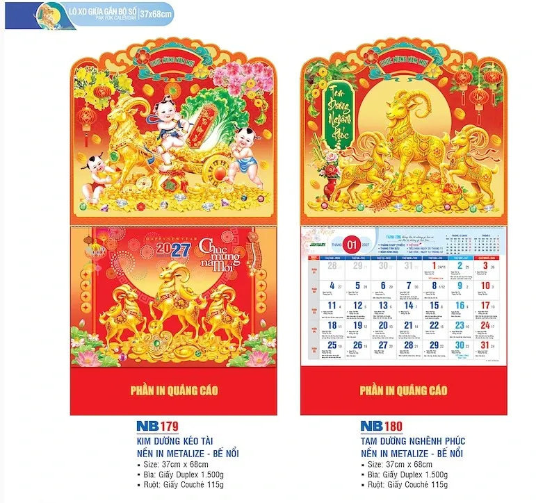lịch lò xo giữa 13 tờ đẹp