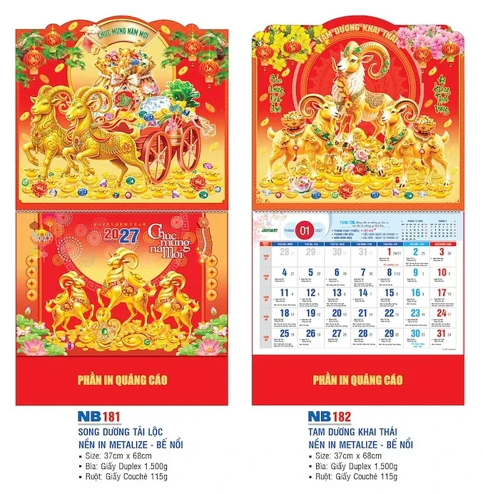 lịch lò xo giữa 13 tờ