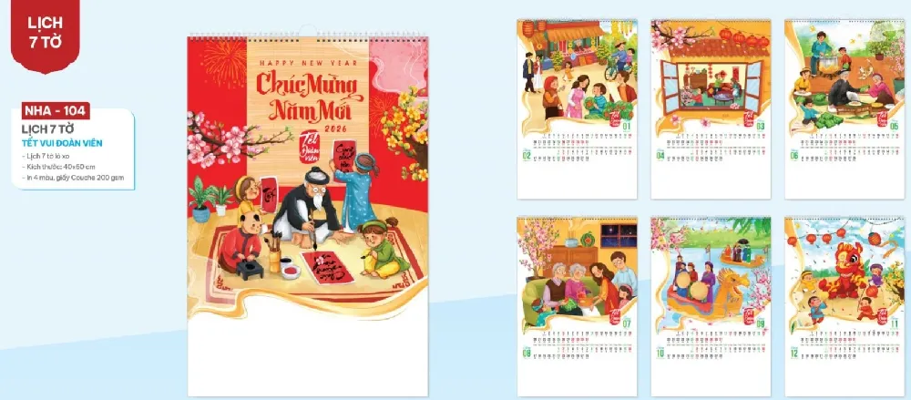 Lịch tết treo tường 7 tờ