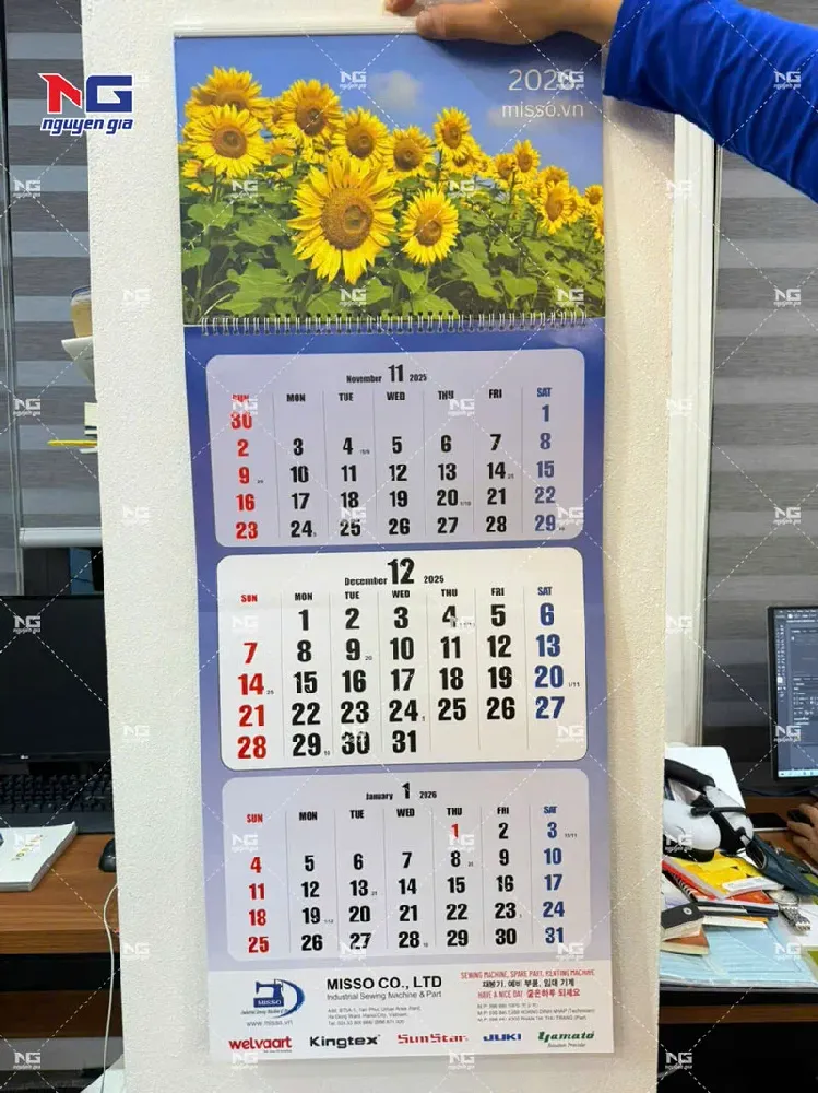 mẫu lịch theo tuần công ty Misovn đẹp