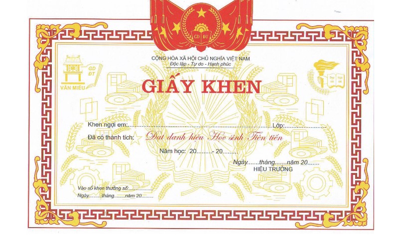 mẫu giấy khen truyền thống