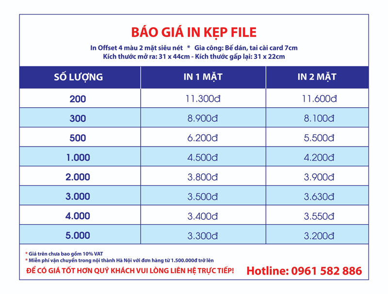 bảng báo giá in kẹp file