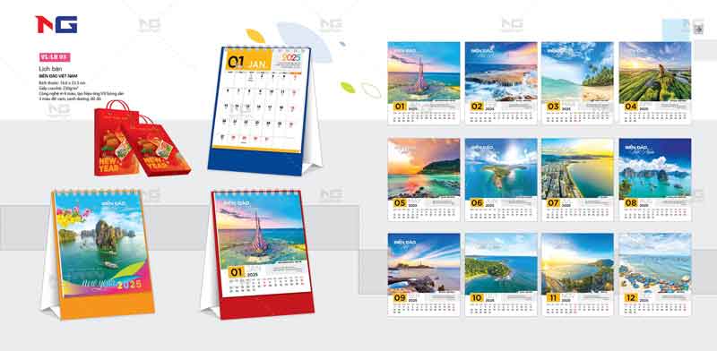 Mẫu lịch để bàn đẹp 2025