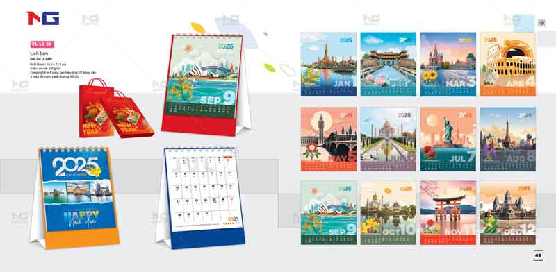 mẫu lịch để bàn đẹp 2025