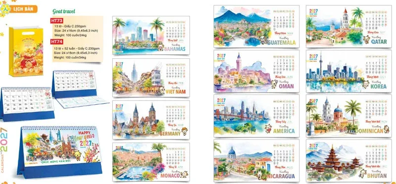 Lịch để bàn 2027 Goat travel