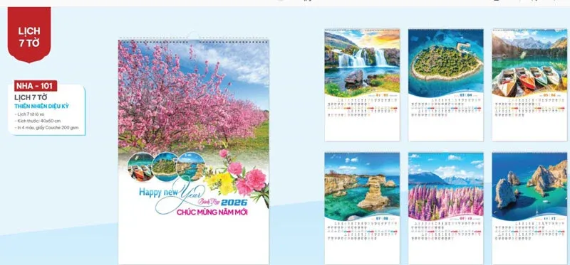 Mẫu lịch treo tường thiên nhiên diệu kỳ 