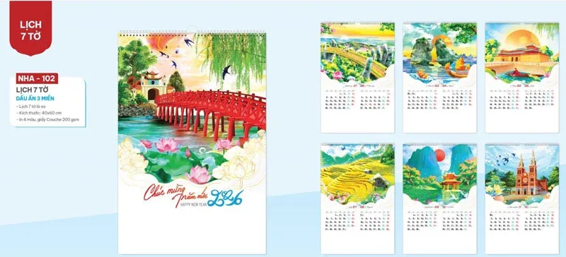 Lịch treo tường dấu ấn 3 miền
