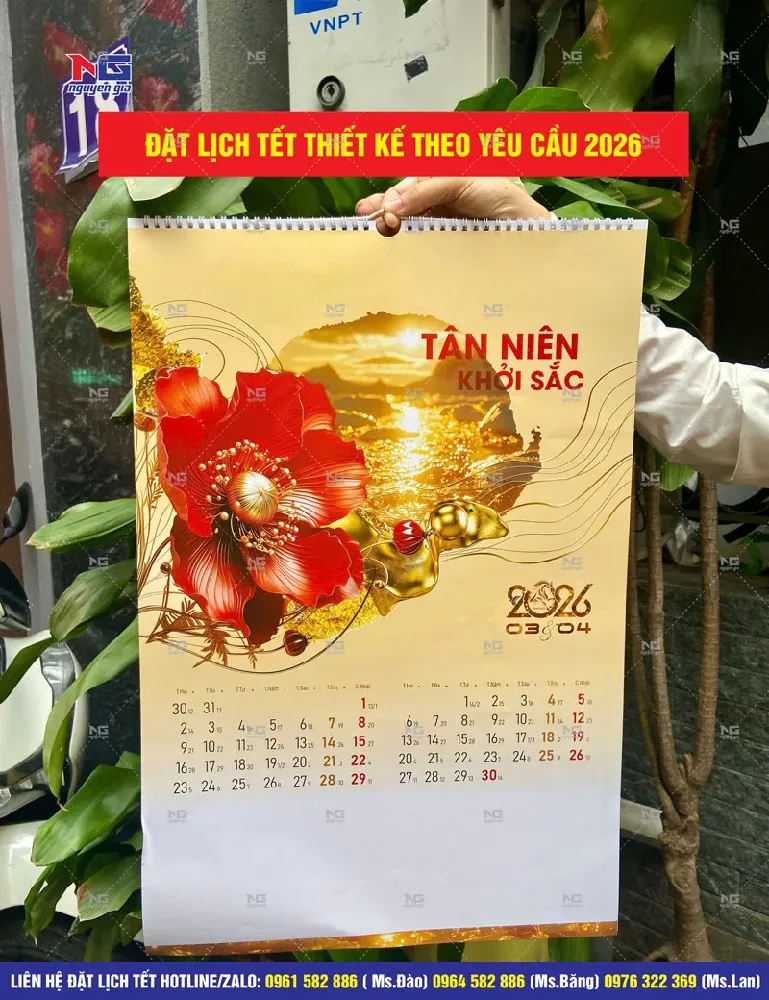 Mẫu lịch treo tường thực tế