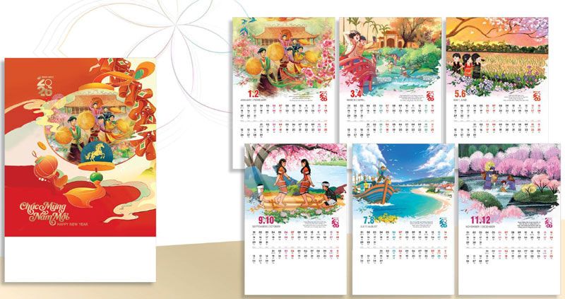 Mẫu lịch treo tường cập nhất mới nhất 2026