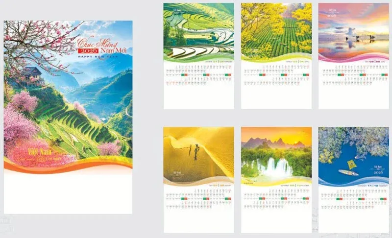 Mẫu lịch treo tường Việt Nam đất nước con người