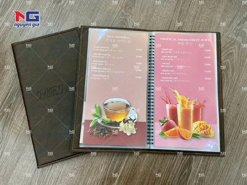 mẫu bìa da menu đẹp