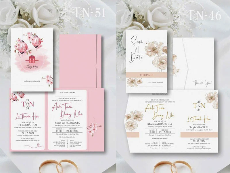 mẫu thiệp cưới sang trọng TN45