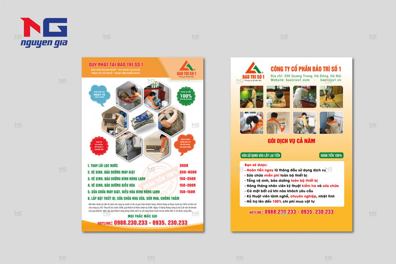 Mẫu tờ rơi quảng cáo bảo trì số 1