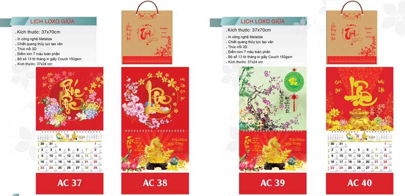 in lịch lò xo 13 tờ