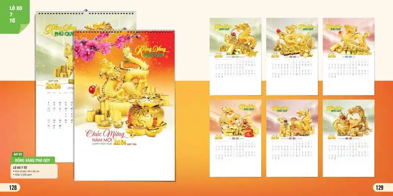 mẫu lịch lò xo 7 tờ